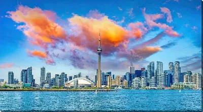 Постер Панорама Торонто. Телебашня CN Tower