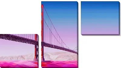 Модульная картина Мост Золотые Ворота , розовая эстетика