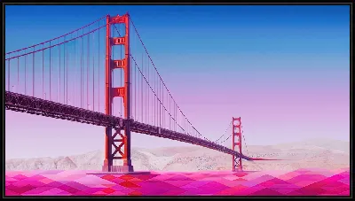 Картина Мост Золотые Ворота , розовая эстетика