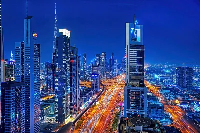 Дубай , улица Шейха Зайда , небоскребы