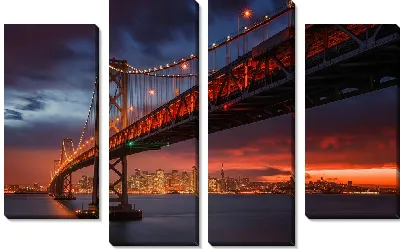 Модульная картина Мост Золотые Ворота , Ночной город