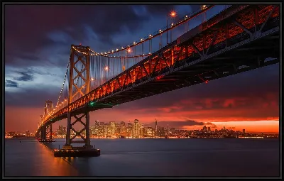 Картина Мост Золотые Ворота , Ночной город