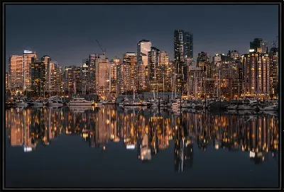 Картина Город Ванкувер , гавань , ночные огни