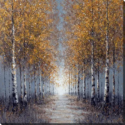 Картина маслом Лесные дорожки с берёзами в осеннем свете