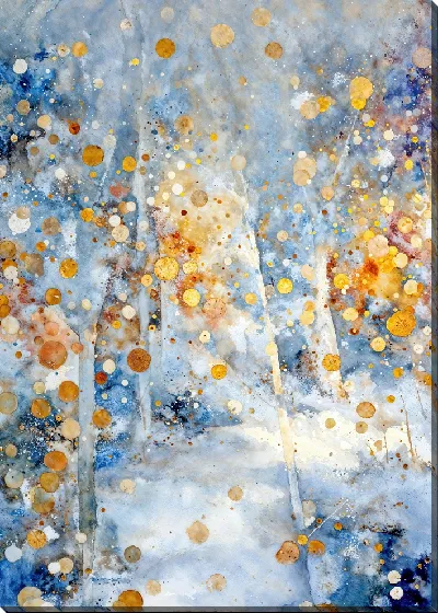 Картина маслом Цветное абстрактное искусство с синим фоном и круглыми формами на холсте