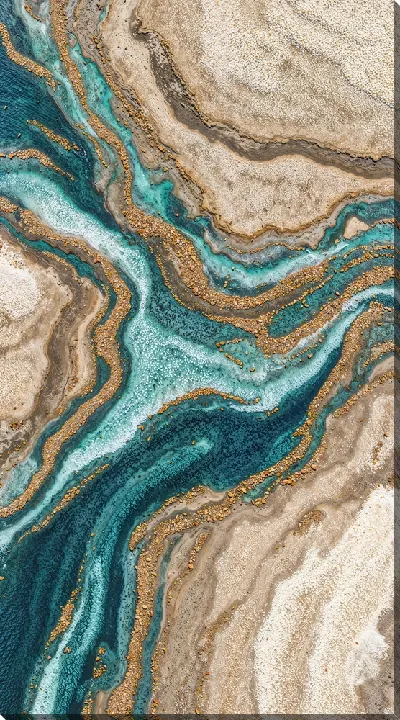 Картина маслом Красивые узоры воды и земли на берегу залива в солнечный день в природном заповеднике