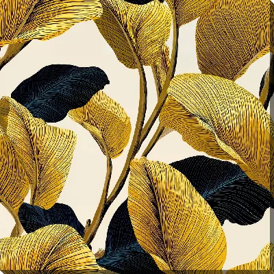 Картина маслом Яркие листья на фоне светлого цвета в художественном стиле