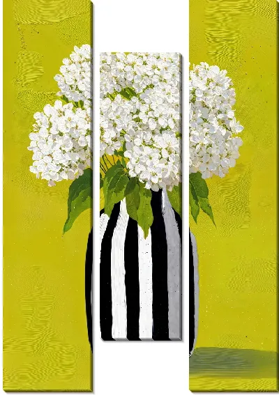 Модульная картина Цветы в вазе на желтом фоне