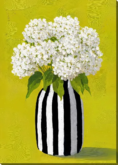 Картина маслом Цветы в вазе на желтом фоне