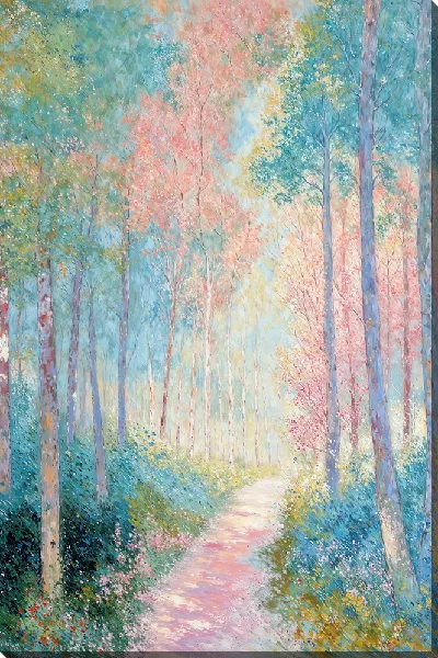 Картина маслом Прогулка по лесу в весенний день