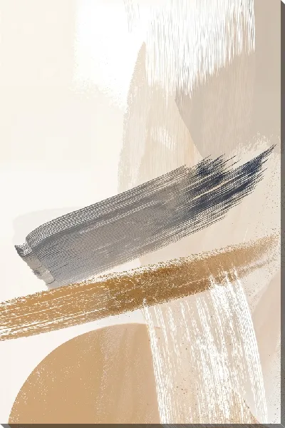 Картина маслом Современное абстрактное искусство с линиями и текстурами на светлом фоне