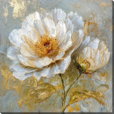 Картина маслом Цветы на светлом фоне, натюрморт в стиле Ботаника