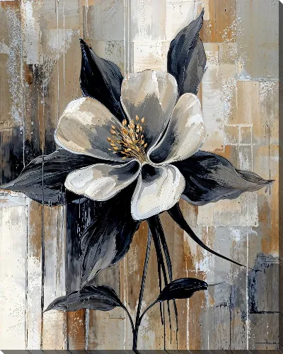 Картина маслом Цветок на фоне геометрических форм и текстур