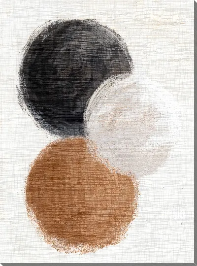 Картина маслом Три круга разных цветов на светлом фоне, изображение абстрактного искусства