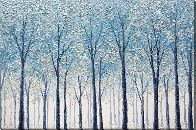 Картина маслом Лес с деревьями, покрытыми каплями воды и светлыми оттенками в зимний день