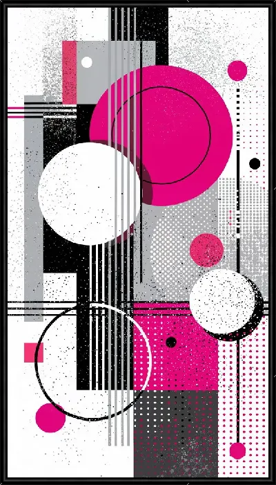 Картина Геометрические фигуры на белом фоне в розовом и черном цветах