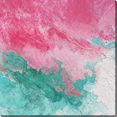 Абстрактное искусство с розовыми и зелеными оттенками на фоне