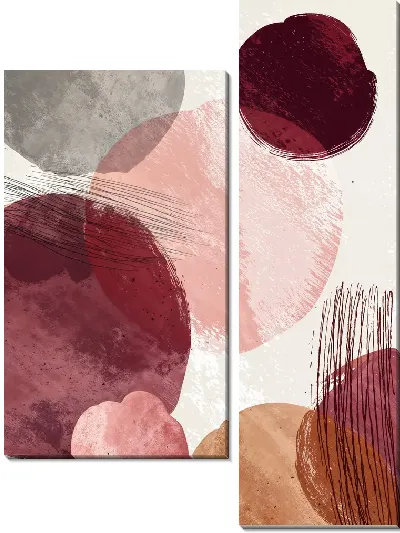 Модульная картина Абстрактные формы и линии на светлом фоне