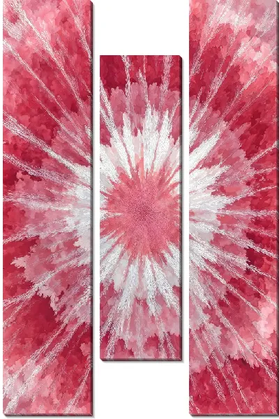 Модульная картина Красный и белый узор с круглыми формами в центре