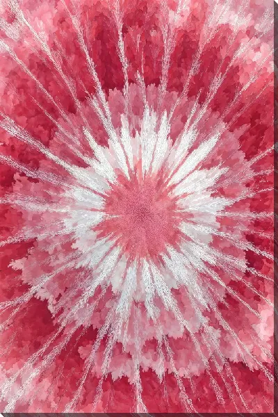 Картина маслом Красный и белый узор с круглыми формами в центре