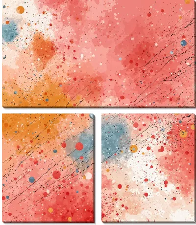 Модульная картина Абстрактные брызги цвета на белом фоне