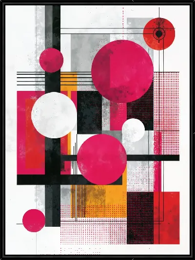 Картина Геометрические формы в красных и черных цветах на белом фоне