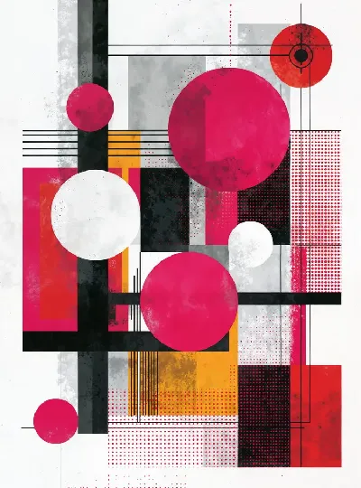 Плакат Геометрические формы в красных и черных цветах на белом фоне