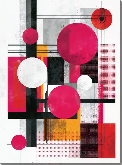 Постер Геометрические формы в красных и черных цветах на белом фоне