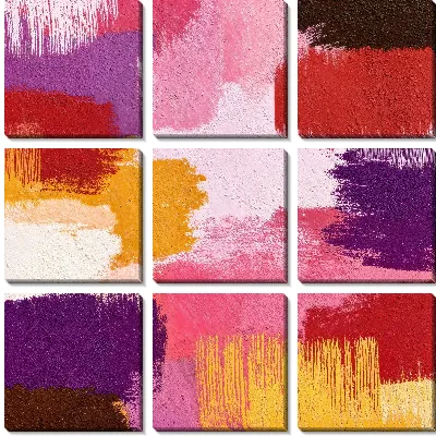 Модульная картина Краски на холсте, яркие мазки, творческий процесс