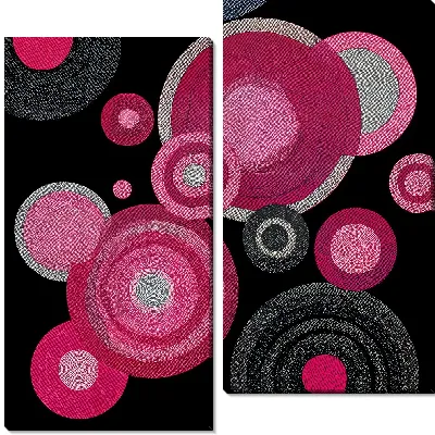 Модульная картина Круги разных размеров на черном фоне