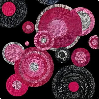 Картина маслом Круги разных размеров на черном фоне