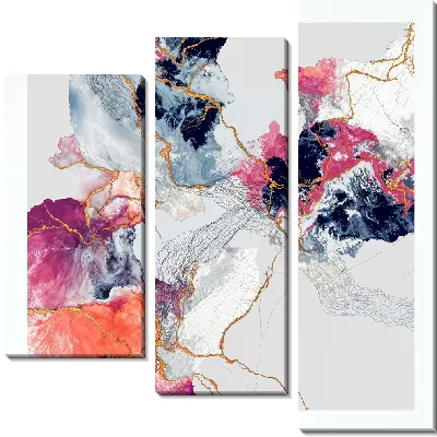 Модульная картина Графическое изображение абстрактного пейзажа в ярких цветах и текстурах