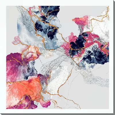 Постер Графическое изображение абстрактного пейзажа в ярких цветах и текстурах