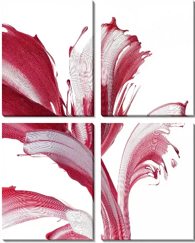 Модульная картина Краски пересекаются на белом фоне с красными и белыми полосами