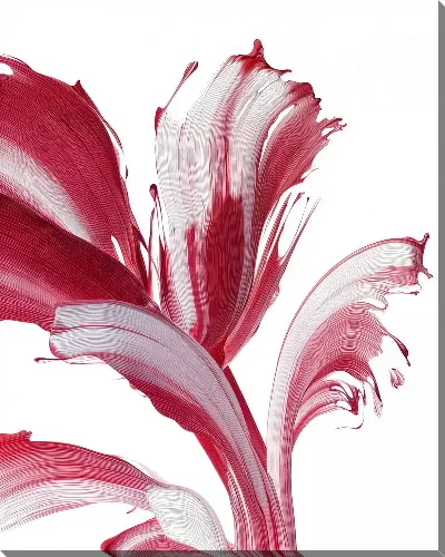 Картина маслом Краски пересекаются на белом фоне с красными и белыми полосами