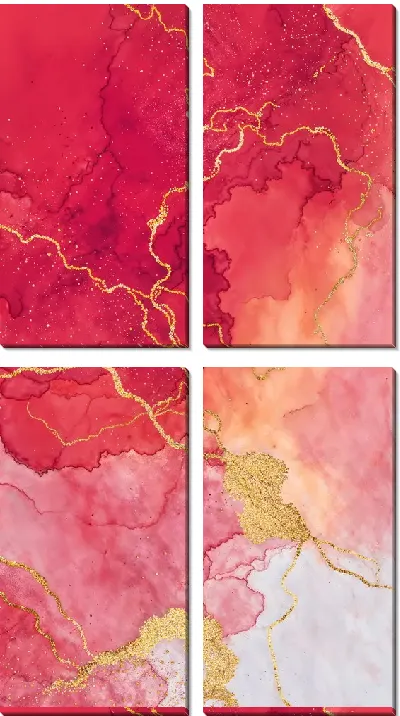 Модульная картина Краска и золото на холсте создают красивый узор и форму