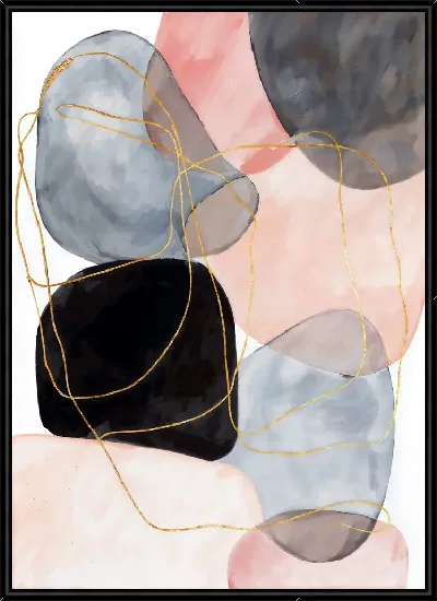 Картина Карикатура камней с золотой нитью на пастельном фоне