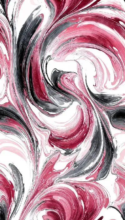 Плакат Розовый и черный узор на белом фоне с волнистыми линиями и крутыми формами