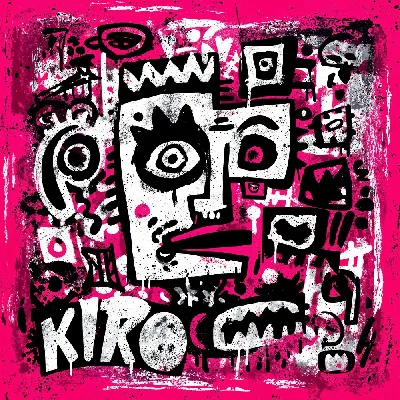 Плакат С рисунком на розовом фоне и черными элементами, созданная Киро