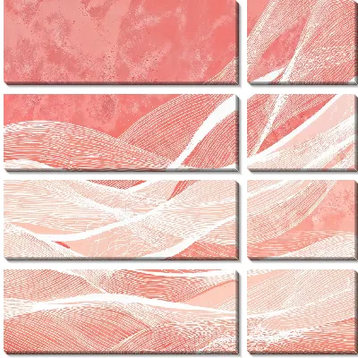 Модульная картина Розовые волны и линии на фоне абстрактного текстуры