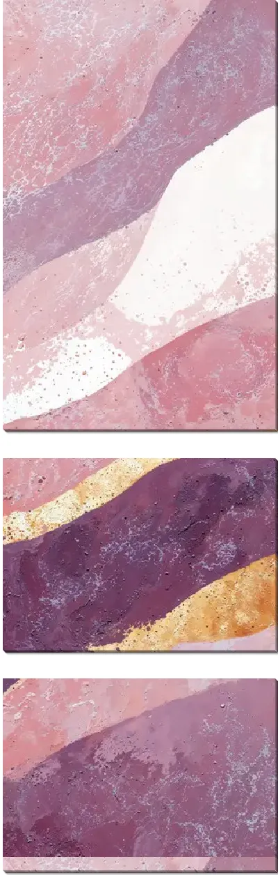 Модульная картина Абстракция с линиями розового и фиолетового цвета на белом фоне