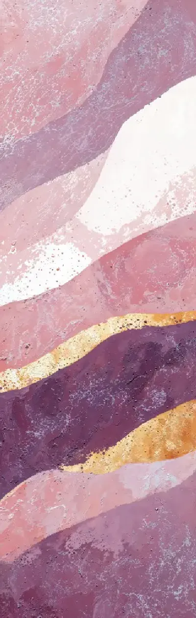 Плакат Абстракция с линиями розового и фиолетового цвета на белом фоне