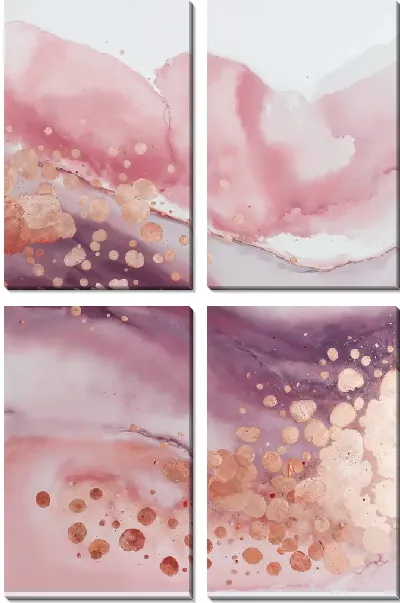 Модульная картина Абстрактное искусство с розовыми и фиолетовыми цветами