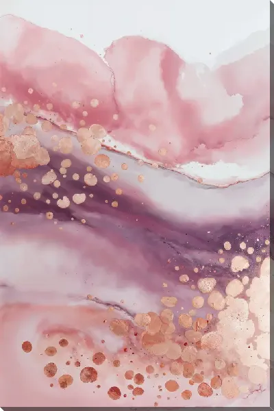 Картина маслом Абстрактное искусство с розовыми и фиолетовыми цветами