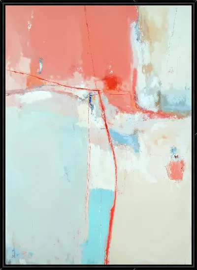 Картина Сюжет абстрактного искусства с розовыми, голубыми и бежевыми цветами