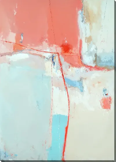 Постер Сюжет абстрактного искусства с розовыми, голубыми и бежевыми цветами