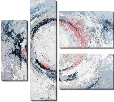 Модульная картина Абстракция с круглыми формами и размашистыми мазками