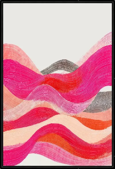 Картина Абстракция с цветными волнами на светлом фоне, созданная с помощью линий