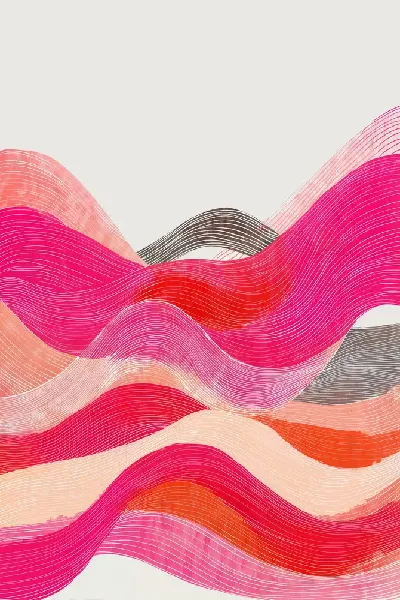 Плакат Абстракция с цветными волнами на светлом фоне, созданная с помощью линий