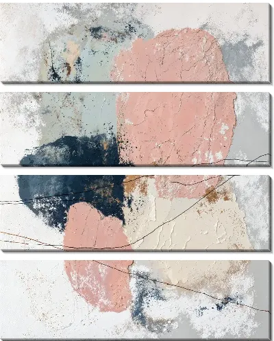 Модульная картина Абстракция с нежными цветами и текстурой в современном стиле